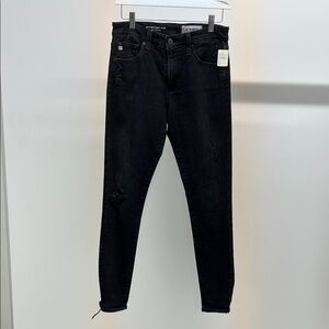 AG Adriano Goldschmied Black Distressed Skinny Jeans
